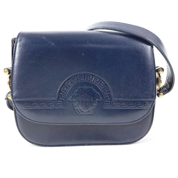 OTHERS Handbags - VERSACE Vintage Medusa Logo Bag, Crossbody Flap Shoulder Leather, Men's & Wom...